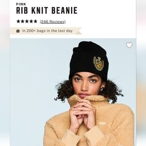 Victoria's Secret Pink Rib Knit Beanie Sock Hat